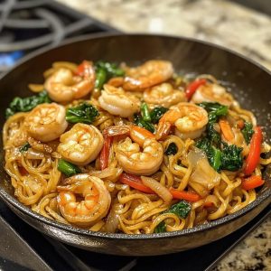 shrimp & chicken stir fry noodle