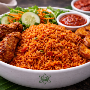 assorted jollof rice comes with extra fried chicken ghc150, and assorted alone is ghc80 & 100