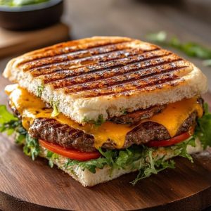 grilled beef sandwich with fries